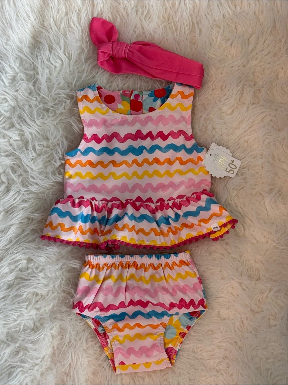 GIRLS' RAINBOW REVERSIBLE SWIMSUIT SET